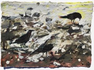 FRANCES-HATCH-PECKING-AROUND-AMONG-THE- WEED 16x22cm unframed size framed