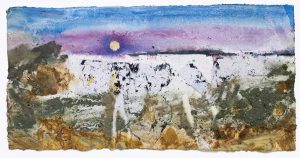 Art Card Hatch f Moon Set Over Portland St Oswalds Bay 2019