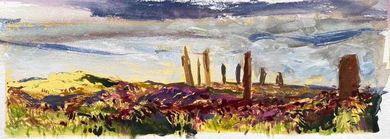 Orkney Ring of Brodgar heather on lemon