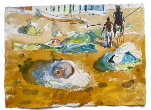 Frances Hatch DOGS SLEEPING IN FISHING NETS