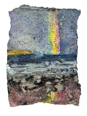 Frances Hatch artcard oxwich bay rainbow
